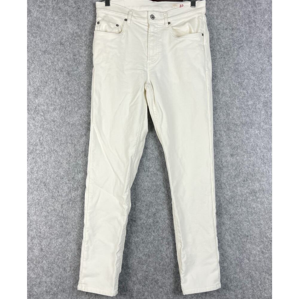 Faherty Stretch Terry 5 Pocket Pant Mens 32 White Crean Slim Mid Rise Preppy
